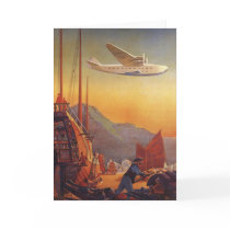 Vintage Plane Traveling on Vacation in the Orient Cards