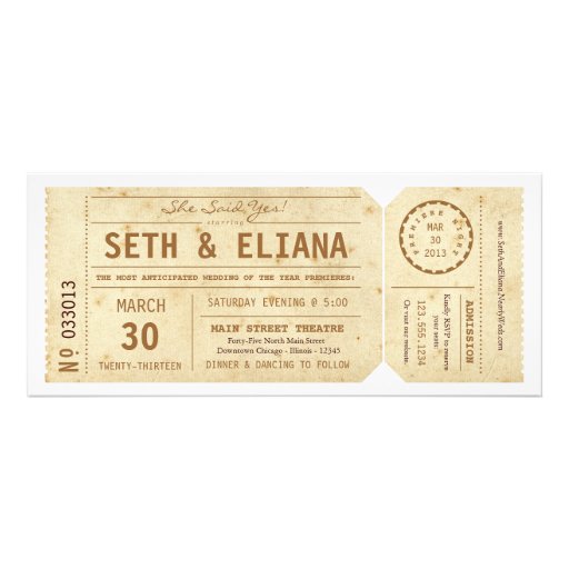 Vintage Playbill Ticket Wedding Invitation