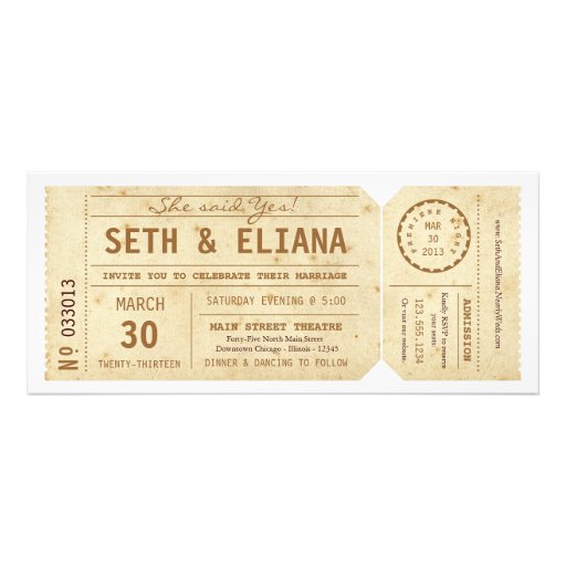 Vintage Playbill Ticket Wedding Invitation