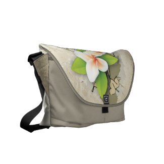 Vintage plumeria/frangipani and ivy beige messenger bag