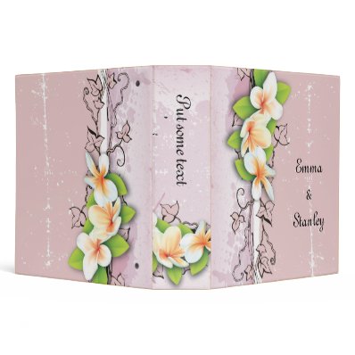 Vintage plumeria ivy pink white wedding binder