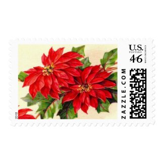 Vintage Poinsettia Christmas Postage Stamps stamp
