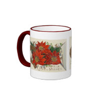 Vintage Poinsettia Holiday Christmas Mug mug