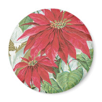 Vintage Poinsettia illustration. magnets by RetroCommunications Vintage Poinsettia illustration. magnets