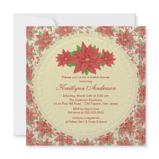 Vintage Poinsettia Winter Bridal Shower Invitation invitation