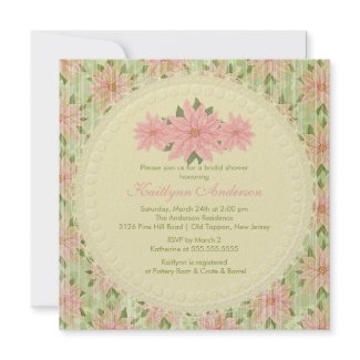 Vintage Poinsettia Winter Bridal Shower Invitation invitation