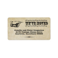 Vintage Pointer Moving Announcement Label label