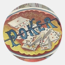 Vintage Poker Mens Smoking Room Gambling Round Sticker