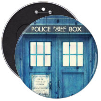 vintage, funny, police public call box, geek, retro, cool, police, humor, british, phone box, urban, nerd, movie, phone, england, london, button, Button with custom graphic design