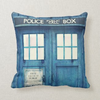 Vintage Police phone Public Call Box Throw Pillows