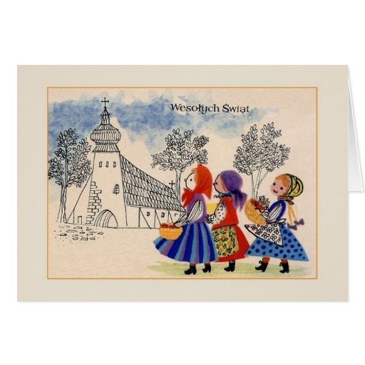 Vintage Polish Weso ych wi t Christmas Card Zazzle vintage-polish-weso-ych-wi-t-christmas-card-zazzle