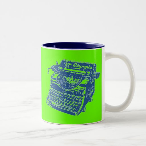 Vintage Pop Art Blue Typewriter Coffee Mug