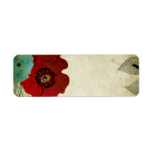 Vintage poppies Avery Label