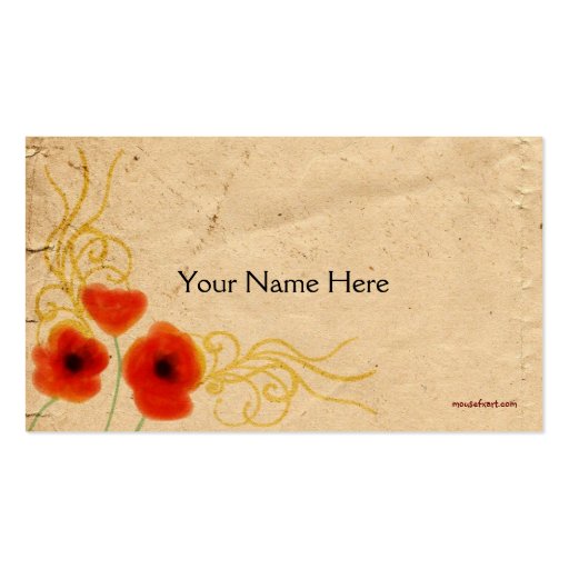 Vintage Poppies Business Card (back side)