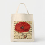 Vintage Poppy Antique Botanical Collage Bag