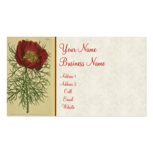 Vintage Poppy Business/Profile Card Business Cards (front side)