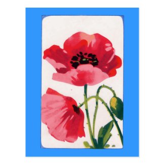 Vintage Poppy Print Postcard
