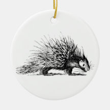 Vintage Porcupine Illustration - 1800's Porcupines Christmas Ornament