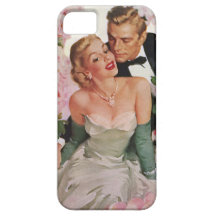 Vintage Portrait, Bride Groom, Newlyweds w Flowers iPhone 5 Case