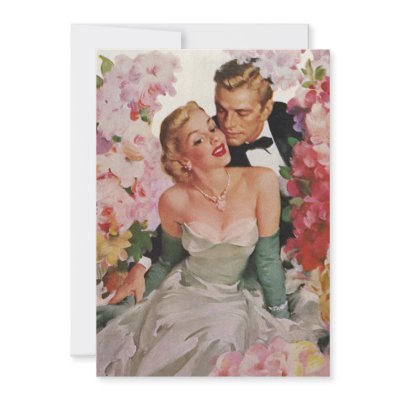 Vintage Portrait, Bride Groom, Newlyweds w Flowers Custom Invitation
