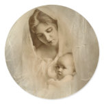 Vintage Portrait, Loving Mother Holding Baby Child Sticker