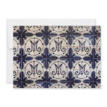 Vintage portuguese azulejo personalized invite