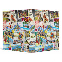 Vintage Post Card Collage 3 Ring Binders
