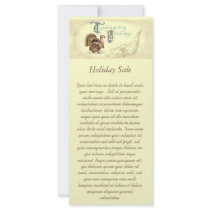 Vintage Post Card Thanksgiving Turkey Personalized Rack Card