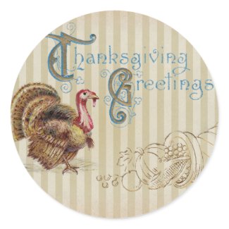 Vintage Post Card Thanksgiving Turkey Sticker sticker