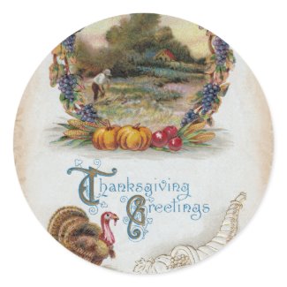 Vintage Post Card Thanksgiving Turkey sticker
