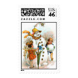 VINTAGE POSTAGE - CHILDREN & SNOWMAN