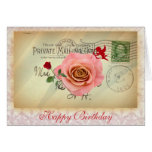 Vintage Postcard Collage Pink Roses and Cupid cards