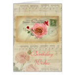 Vintage Postcard Collage Pink Roses and Cupid cards