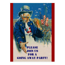 Vintage Postcard Uncle Sam Patriotic Invitation