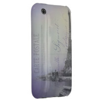 Vintage Postcard with the Eiffel Tower Iphone 3 Case