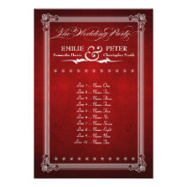 Vintage Poster Deep Red Wedding Party Card