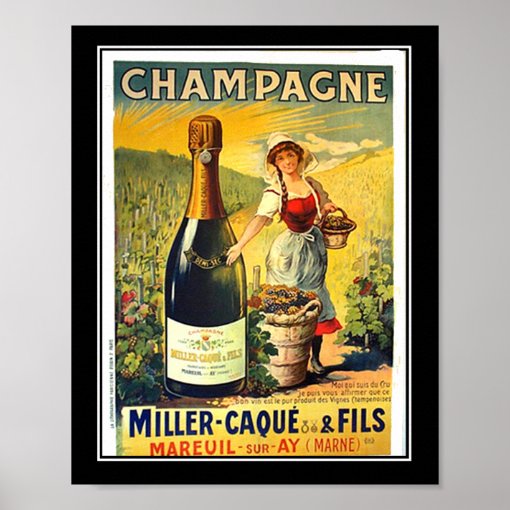 Vintage Poster French Girl With Champagne Ad Zazzle