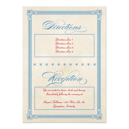 Vintage Poster Red, White & Blue Wedding Custom Invite