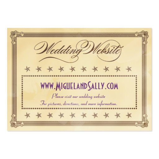 Vintage Poster Style Cream & Brown Wedding Website Business Card Template (front side)