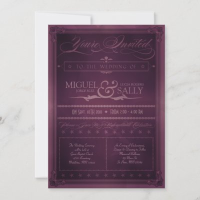 Vintage Poster Style Purple DIY Wedding Invitation by foreverwedding