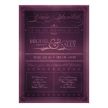 Vintage Poster Style Purple DIY Wedding Invitation