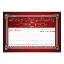 Vintage Poster Style Red & Silver Meal Choice RSVP Custom Announcements