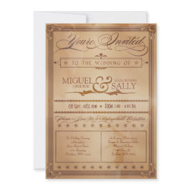 Vintage Poster Style Sepia DIY Wedding Invitation invitation