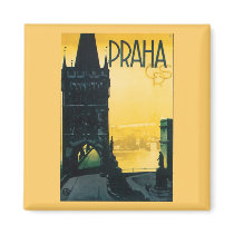 Vintage Prague (Praha) Poster magnets