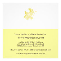 Vintage Pram Baby Shower Yellow Invitations