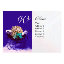VINTAGE PRAM WITH FLOWERS  BABY SHOWER,pearl paper Business Card