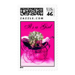 VINTAGE PRAM WITH FLOWERS BABY SHOWER POSTAGE