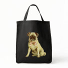  - Proclaim your passion for your precious pug with this tough canvas tote with an image of a sweet vintage pug. The little girl was scanned form a vintage German postcard.: Sizes  Available colors: black
