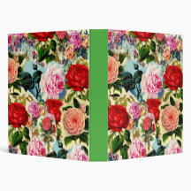 Vintage Pretty Chic Floral Rose Garden Collage 3 Ring Binders