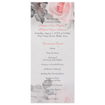 Vintage Primrose Pink Rose Wedding Program Custom Announcement